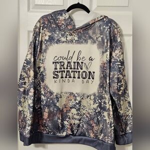 Yellowstone Could Be a Train Station Kinda Day Tie-Dye Hooded Sweatshirt- Women